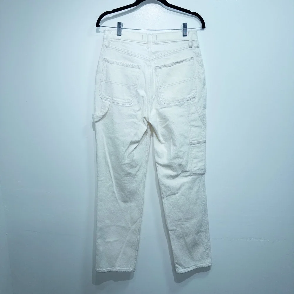 New Abercrombie & Fitch White 90's Straight Ultra High Rise Carpenter Jeans 8‎